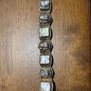 Vintage signed sterling silver abalone Taxco bracelet